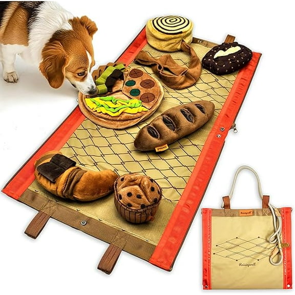 Raisingwell Snuffle Mat for Dogs Cats with Bakery Theme Sniffing Mat 31.8 x 16.9 inches for Large Breed, Interactive Dog Puzzle Toy & Enrichment Toys for Dog Stress Relief (Bakery)