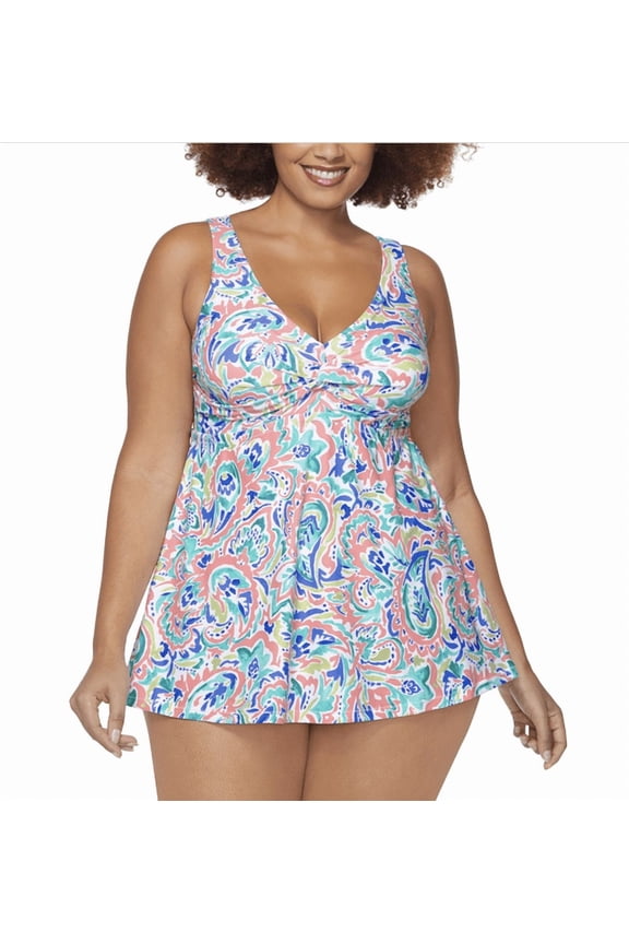 Lucia V-Neck Tummy Control Swimdress - Multi Color