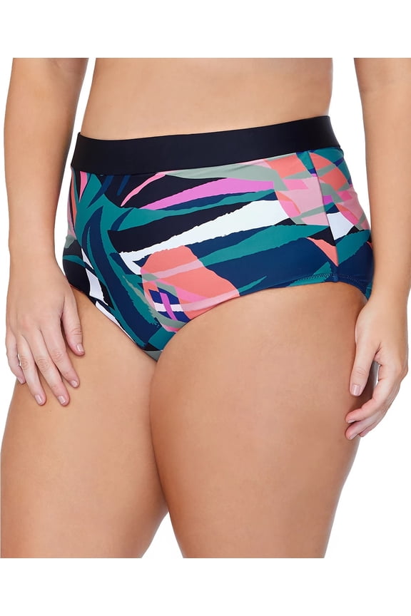 MULTI Plus Size Island Crystal Cove Printed Bikini Bottoms, US 16W