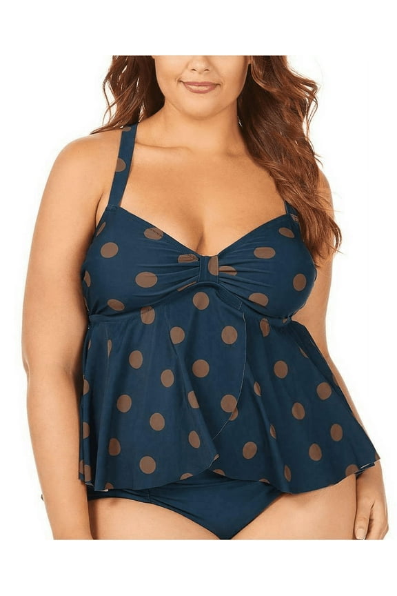 NIGHT MARKET MULTI Maritime Atlantic Polka Dot Tankini Top, US 14W