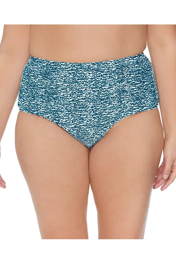 Curve Plus Size Costa High-Rise Bikini Blue Bottoms Swimsuit 18W 18 W