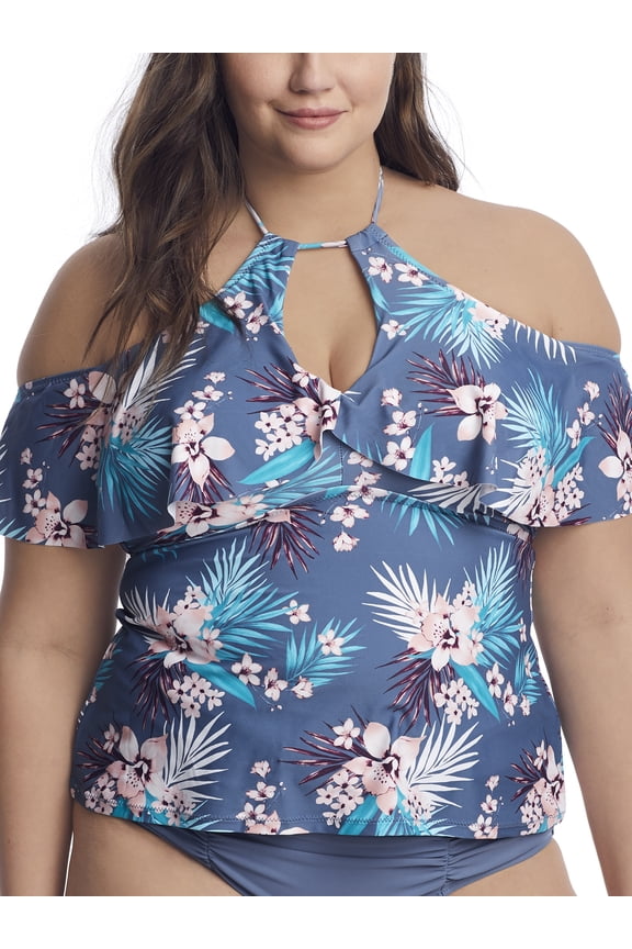 Womens Plus Size Haleiva Shea Tankini Top Style-E840520 Swimsuit