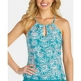 thumbnail image 1 of Raisins Juniors' Glow Rosalie Island Strappy Tankini Top, Teal, Small, 1 of 2