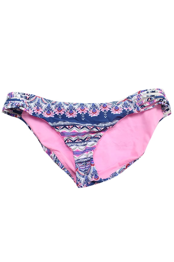 Navy Pink Barbados Bound Strappy Bikini Bottom L