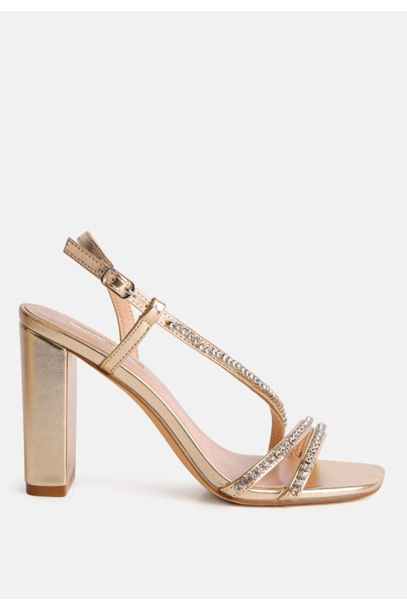 Raisins Pie Diamante Embellished Block Heel Sandals