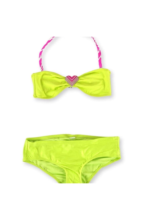 Womens Brazilian Ruched 2 Piece Bikini, Green, Medium