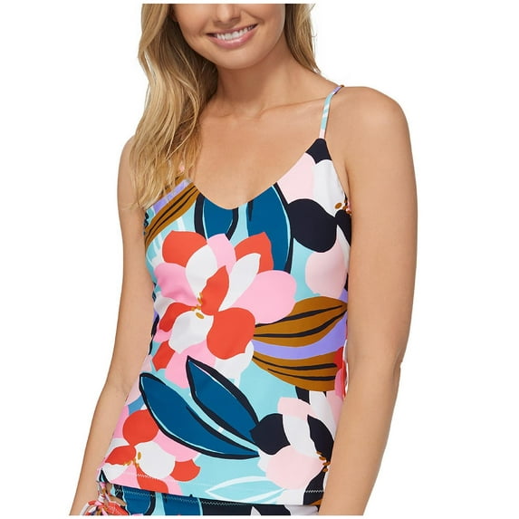 Raisins Womens Juniors Printed Macrame Swim Top Separates