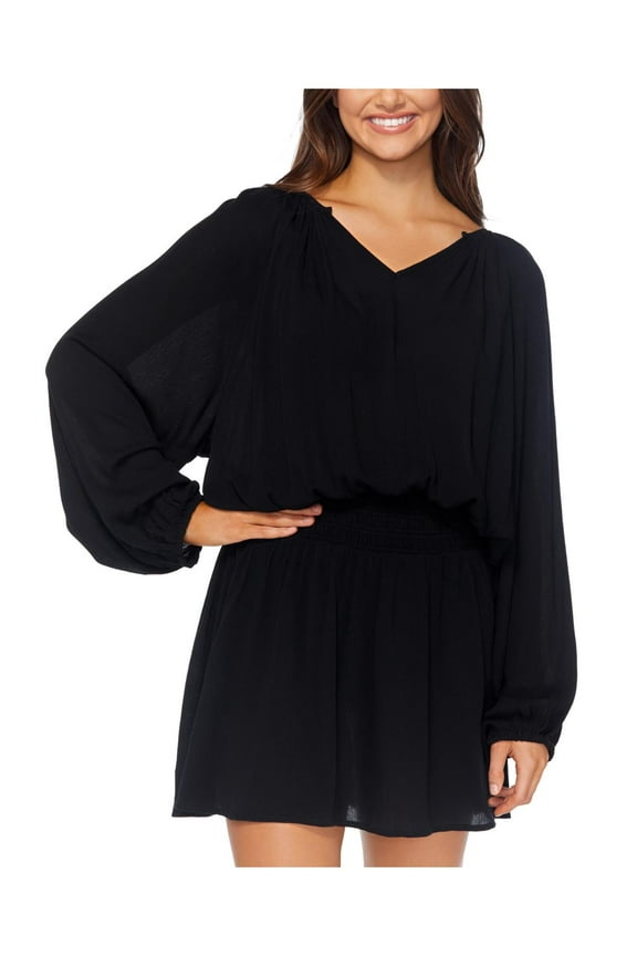 Womens Juniors Smocked Dress Cover-Up