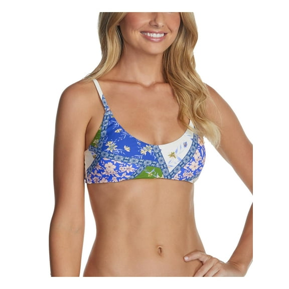 Raisins Womens Laguna Printed Bra Swim Top Separates Blue M