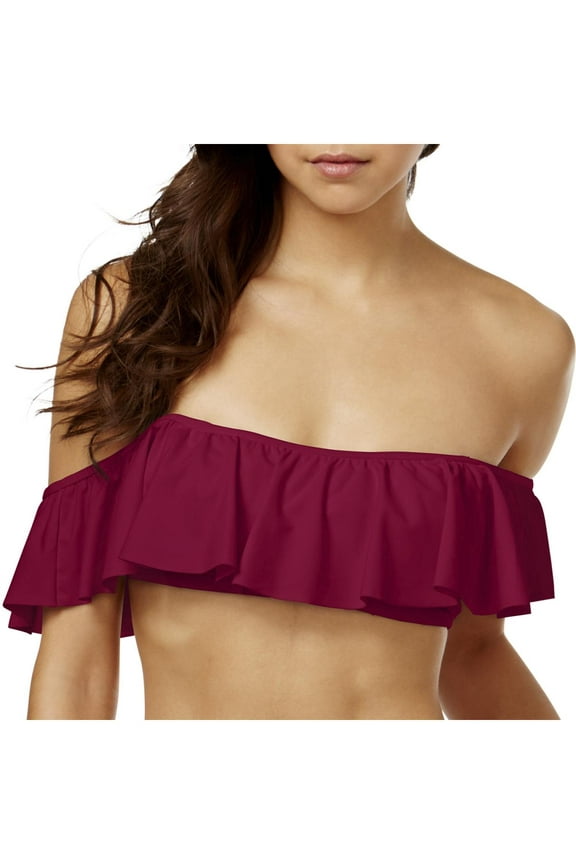 Womens Mermaid Flounce Ruffled Off -The-Shoulder Swim Top Separates