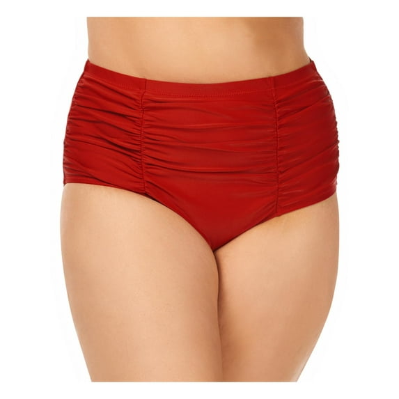 Raisins Womens Plus Costa Pleated Bikini Swim Bottom Separates Orange 20W