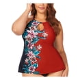 thumbnail image 1 of Raisins Womens Plus Floral Print Underwire Tankini Swim Top, 1 of 2