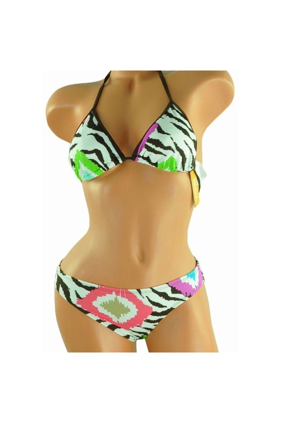 Womens Reversable Lowrider 2 Piece Bikini, Brown, Juniors, Small