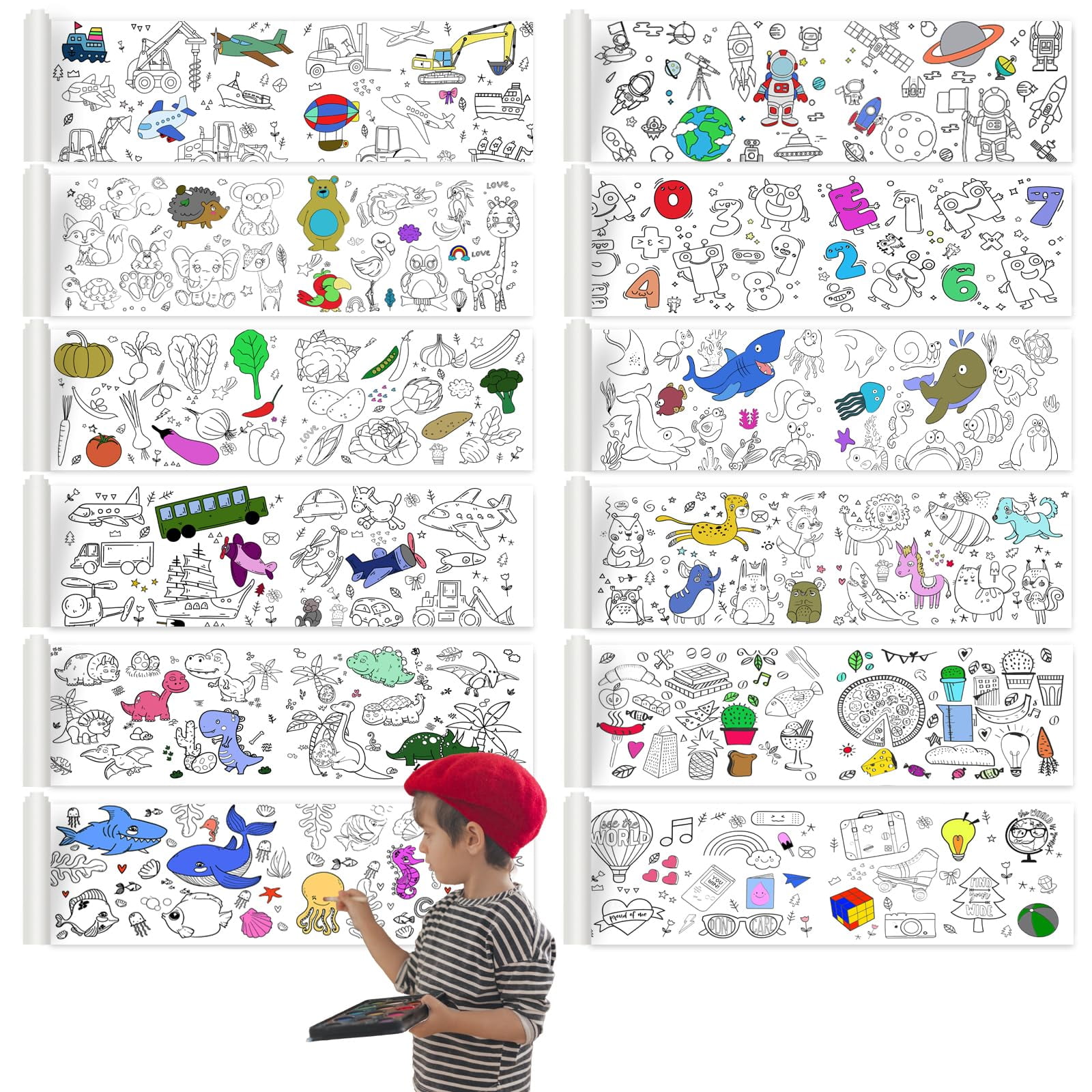 Raissily 12PCS Children’s Drawing TSF6 Roll, 35.4