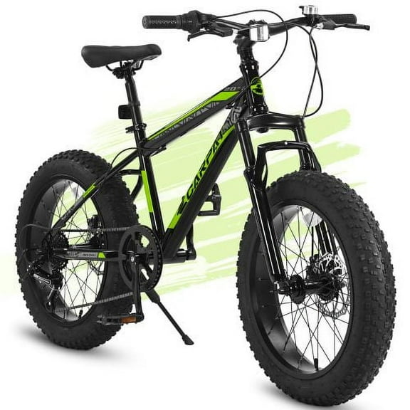 Raistyw 20 inch Wheels Mountain Bike,4" Wide Fat Tire Snow Bike for Women and Men ,7 Speed Bicycles,  Green