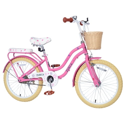 RAISTYW 20 inch Girls Bike for 7-10 Years Old Kids, Comfortable City Bicycle with Basket and Carbon Steel Frame, Single Speed, Pink
