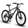 thumbnail image 1 of Raistyw 24 inch Mountain Bike, 21-Speed Mountain Bike for Men with V-Brake, Front Suspension, Carbon Steel Frame Adult Bicycles, White and Green, 1 of 7