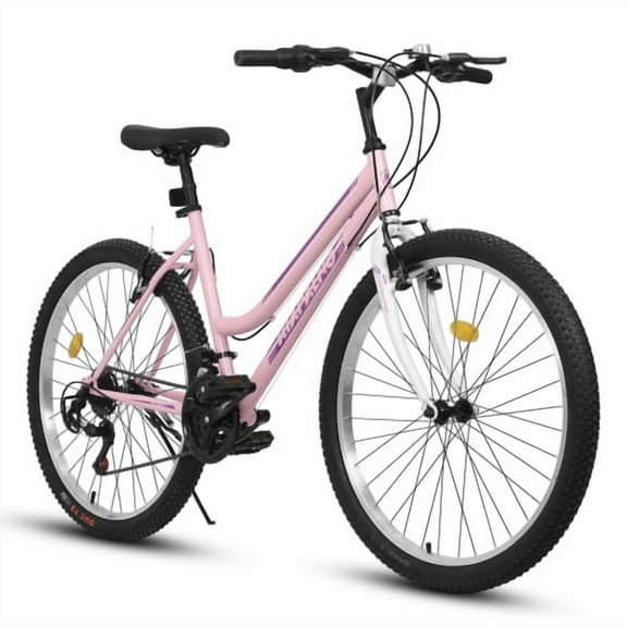 Raistyw26 Inch Carbon Steel Frame Mountain Bike,21-Speed Dual V-Brake, Adult and Teens Bicycle for Mountain, Pink