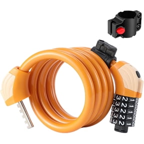 Raistyw Bike Cable Locks with Combination, 4 ft Bicycle Lock Cables Secure 5 Digit Resettable ,Orange