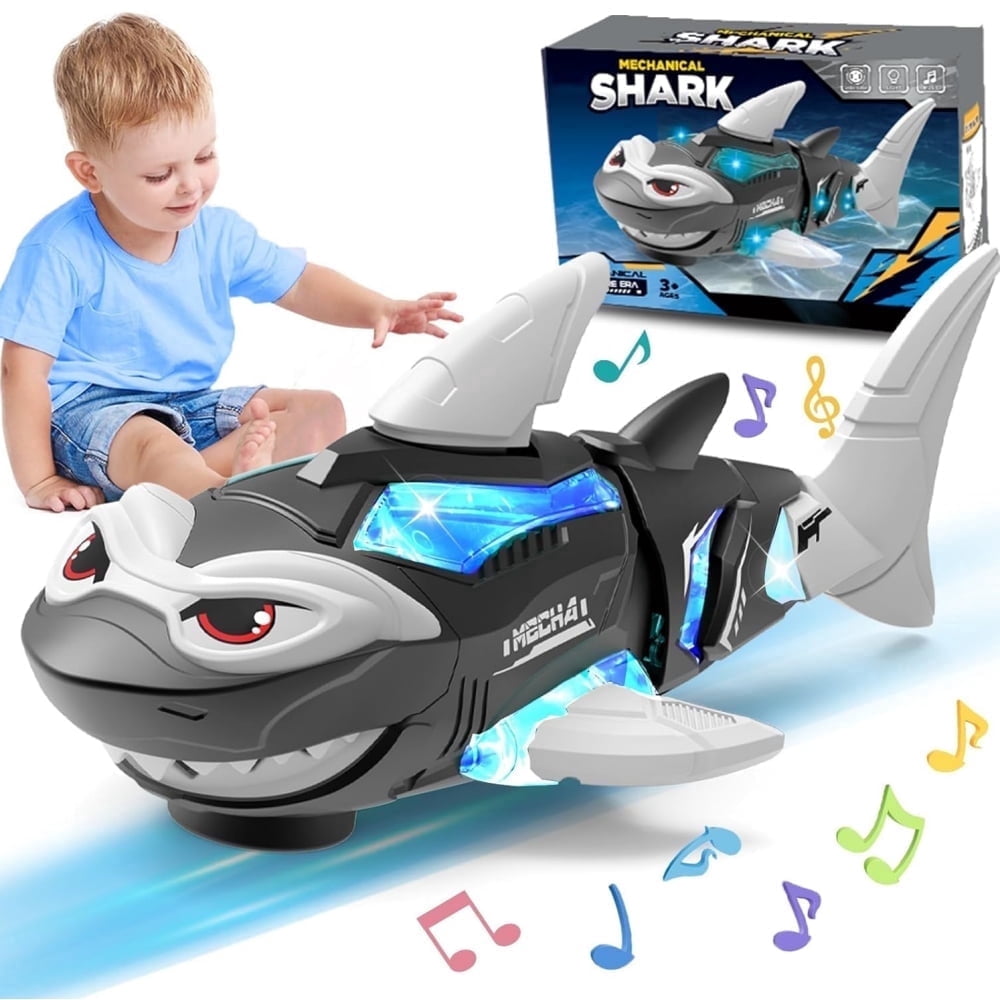 Raistyw Crawling Shark Toys Electric Mechanical Shark Toy with Lights and Musical for Boys 3 4 5 Year Old Birthdays Gifts
