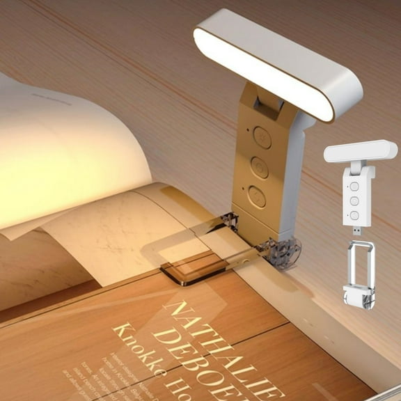 Raistyw Portable Desk Lamp Clip Light with USB Rechargeable, Foldable LED Desk Light with 6 Lighting Modes for Home Travel Reading, White