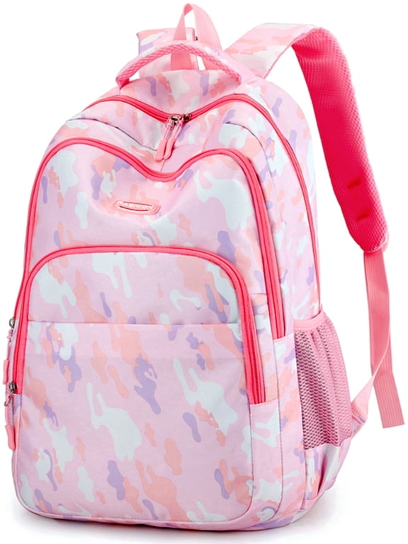 School Backpack for Girls, Lightweight Large Capacity Bookbag Multifunction Fashion Casual Laptop Travel Backpack for Middle School, Pink