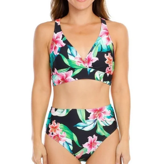 Raj Manufacturing Women's Floral-Print Bikini Top and Bottom Set, Multicolor S