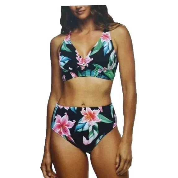 Raj Manufacturing Women's Floral-Print Bikini Top and Bottom Set, Multicolor,  XL