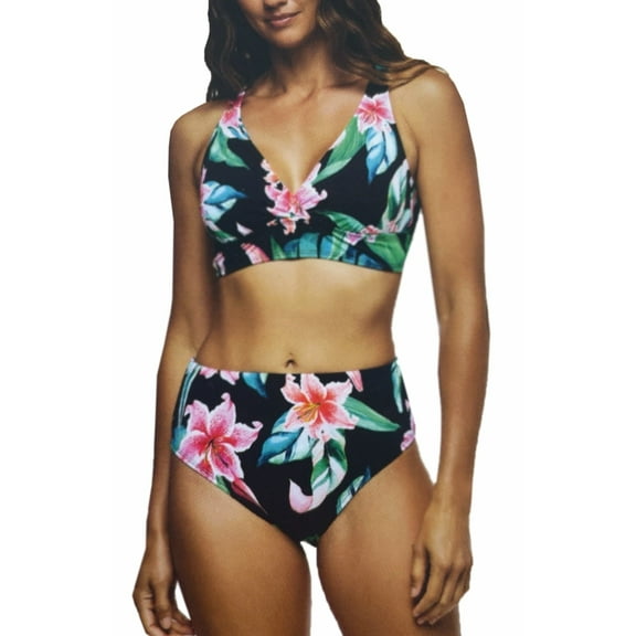Raj Manufacturing Women's Floral-Print Bikini Top and Bottom, Multicolor,  XXL