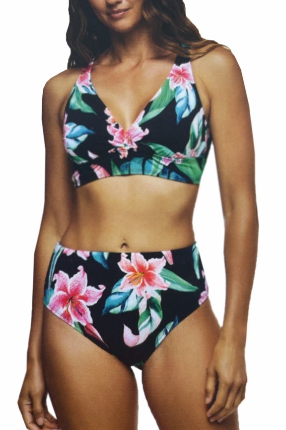 Manufacturing Women's Floral-Print Bikini Top and Bottom, Multicolor, XXL