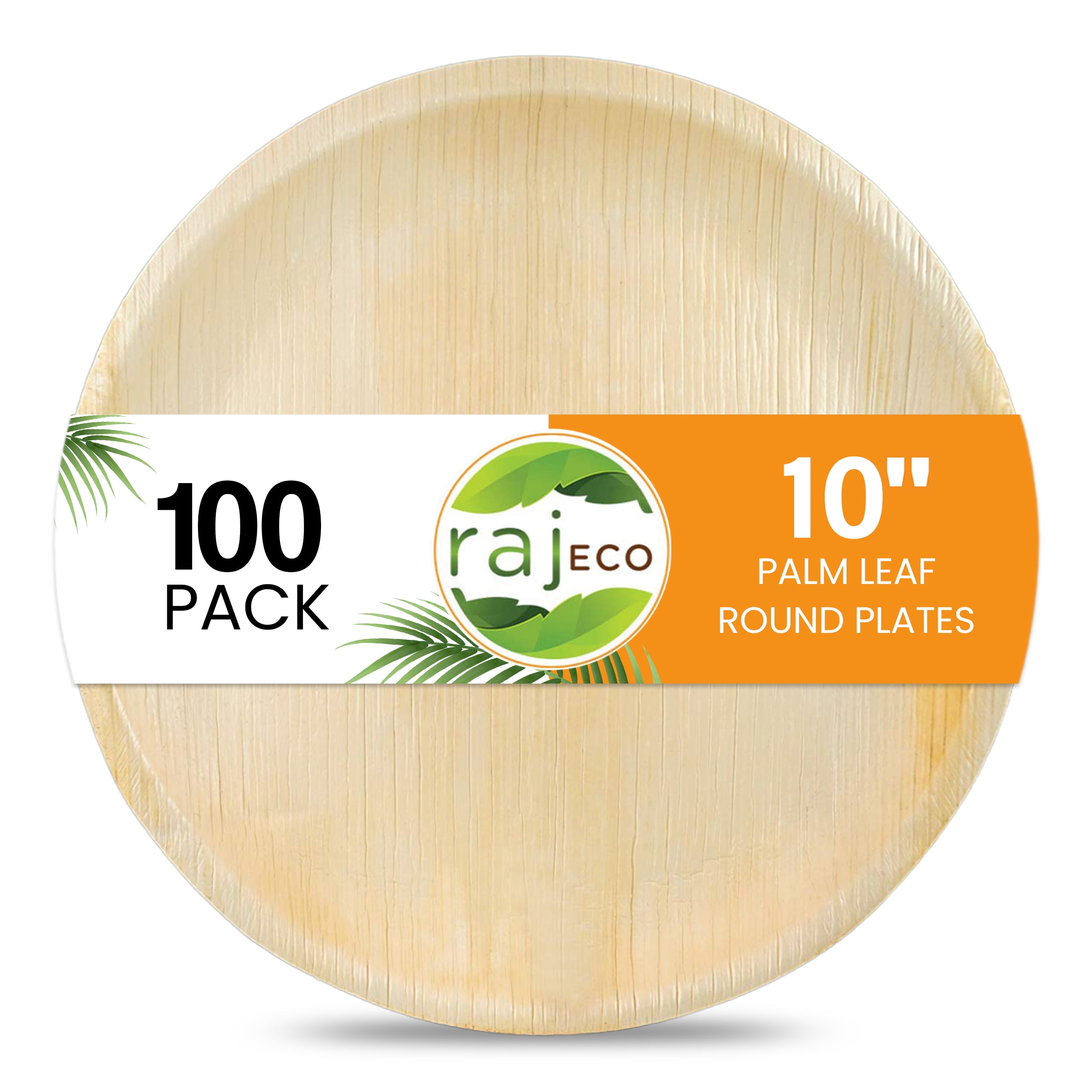 100% Compostable Disposable Paper Plates Bulk [10 50 Pack], Bamboo Plates,  Eco F 