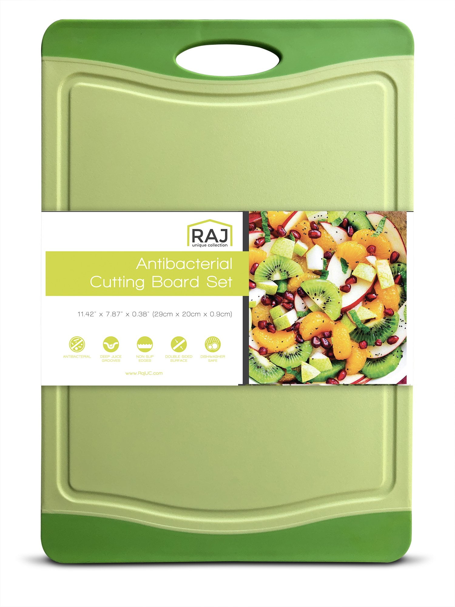 Raj Plastic Cutting Board Reversible Cutting board, Dishwasher Safe, Chopping  Boards, Juice Groove, Large Handle, Non-Slip, BPA Free (Small (11.42 x  7.87), Lime Green) 