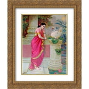 Raja Ravi Varma 2x Matted 20x24 Gold Ornate Framed Art Print Hansa Damayanthi