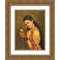 thumbnail image 1 of Raja Ravi Varma 2x Matted 20x24 Gold Ornate Framed Art Print 'Woman Holding a Fruit', 1 of 2