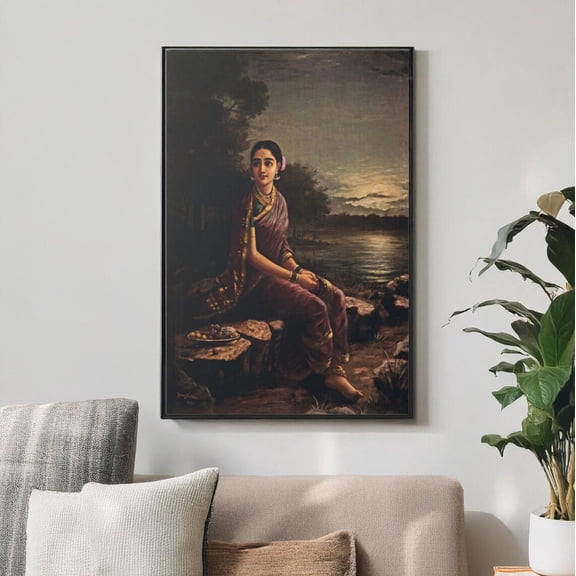 Raja Ravi Varma Radha in the Moonlight Art Print, Unframed Paper Poster 8x10in