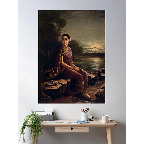 Raja Ravi Varma RadhaThe Moonlight Poster Wall Art Modern Wall Decor For Living Room Bedroom