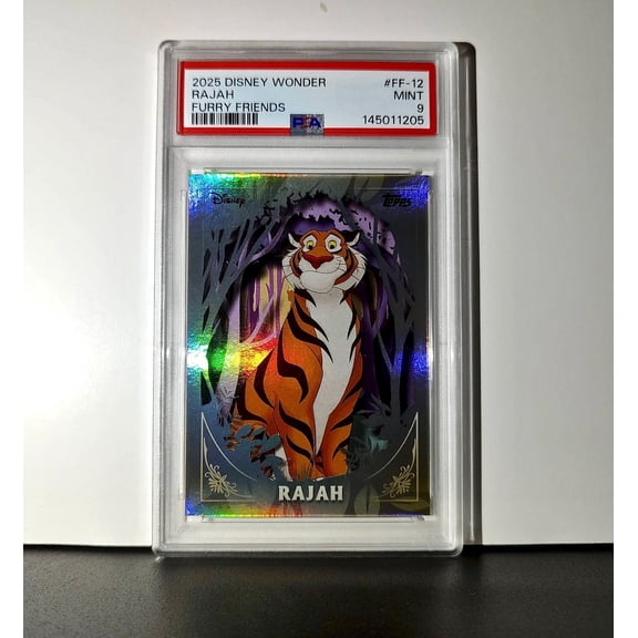 Rajah 2025 Topps Disney #FF-12 Furry Friends Card Aladdin PSA 9