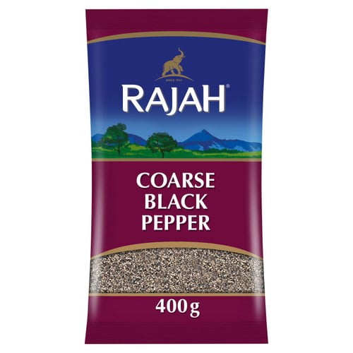 Rajah Coarse Black Pepper 400g, British Import (Pack of 2)