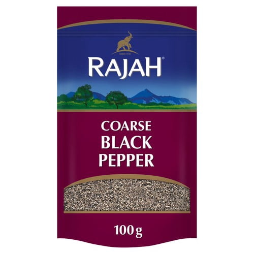Rajah Spices Coarse Black Pepper Powder 100g, British Import (Pack of 2)