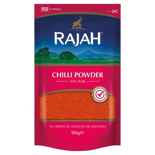 Rajah Spices Ground Chili Powder 100g, British Import (Pack of 2)