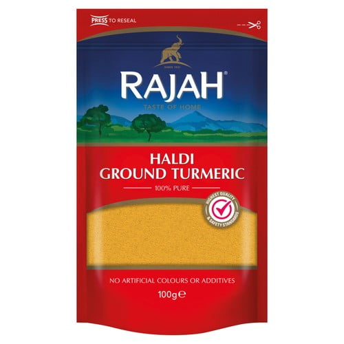 Rajah Spices Ground Turmeric Haldi Powder 100g, British Import (Pack of 2)