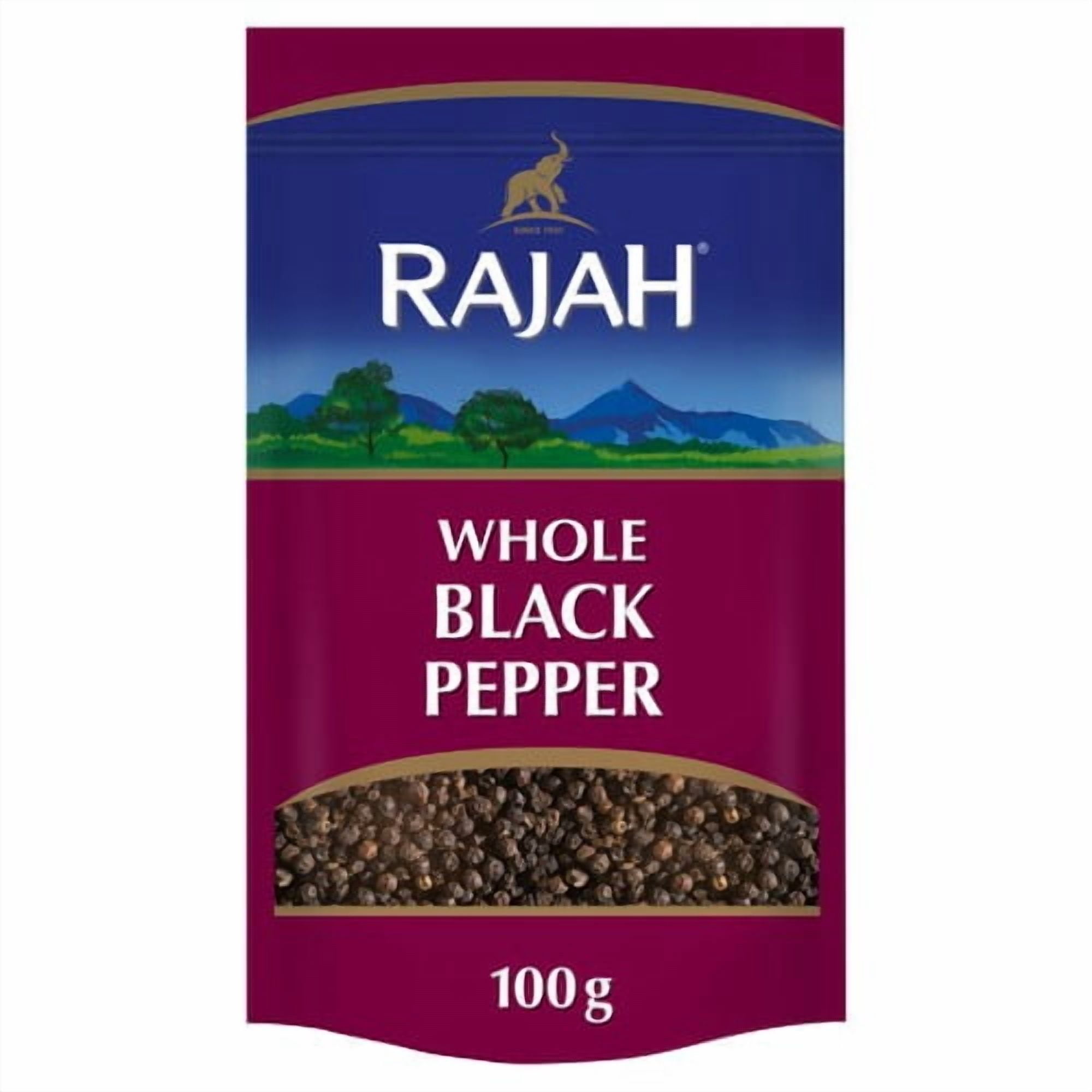 Rajah Spices Whole Black Pepper 100g, British Import (Pack of 2)