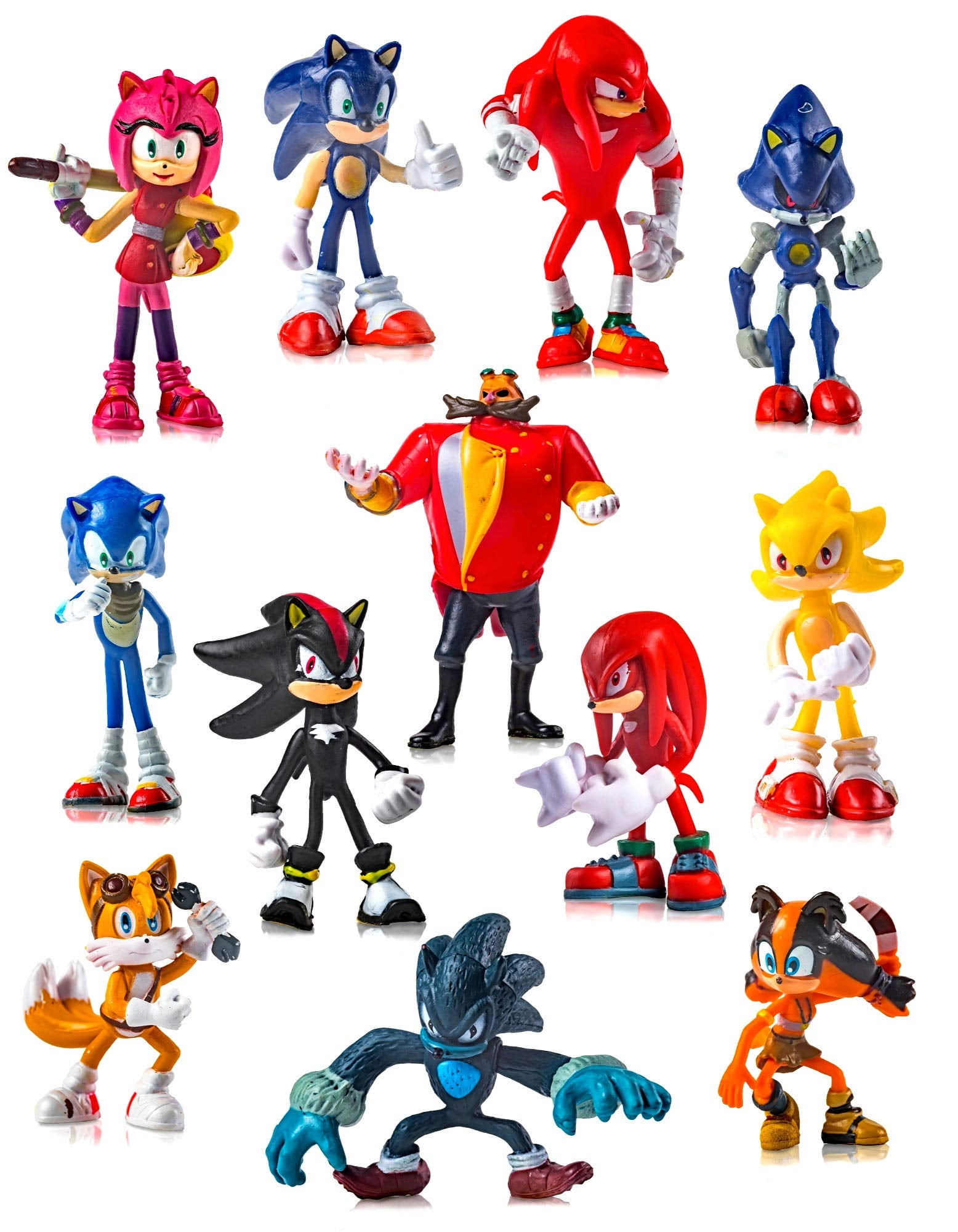 Rajar 12 pcs Hedgehog Toys Action Figures 2.5-inch-Tall, Party Supplies Cake Toppers, Carry Bag