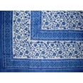 thumbnail image 1 of Rajasthan Block Print Tapestry Cotton Bedspread 106" x 106" Queen Blue, 1 of 2