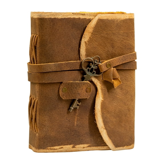 Rajeriya- Brown Leather Vintage Journal Travel Diary Notebook with Key or Pen Loop-Leather Bound Paper-Book of Shadows Journal