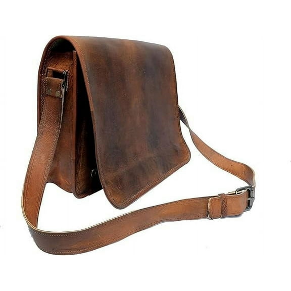 Rajeriya 13 inch Vintage  Full Grain Leather Laptop   Crossbody Office Satchel Messenger Shoulder  Bag For Men