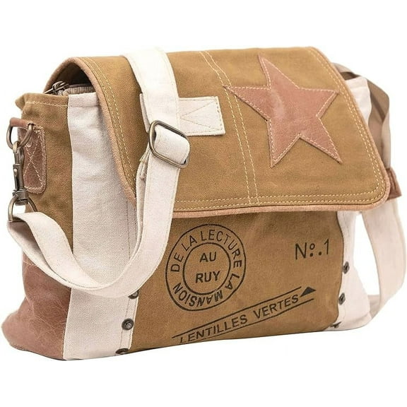 Rajeriya Leather Star Shoulder Bag adjustable leather handle leather trim and star accent for Women Office Laptop Bag