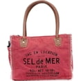thumbnail image 1 of Rajeriya Pink Sel de Mer Upcycled Large Canvas Crossbody Bag & Cowhide Tote  Leather Handbag  for Women, 1 of 5