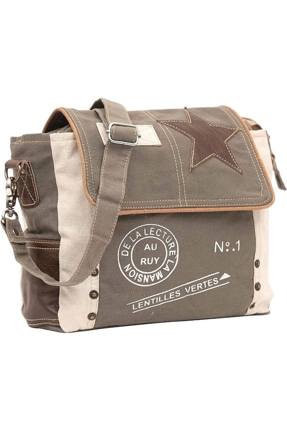 Leather Star Shoulder Bag adjustable leather handle leather trim and star accent for Women Office Laptop Bag