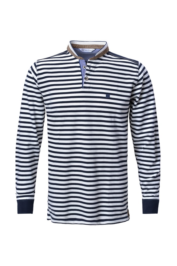 : Men's Full Sleeves Mandarin Collar T-Shirt (Color: White, Size: Large)